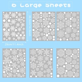 CCINEE Christmas Window Clings Decorations, 6 Sheets Large White Snowflakes Stickers Static Winter Window Decals for Glass Wall Home Office Christmas Decorations Indoor Holiday Xmas Party Supplies