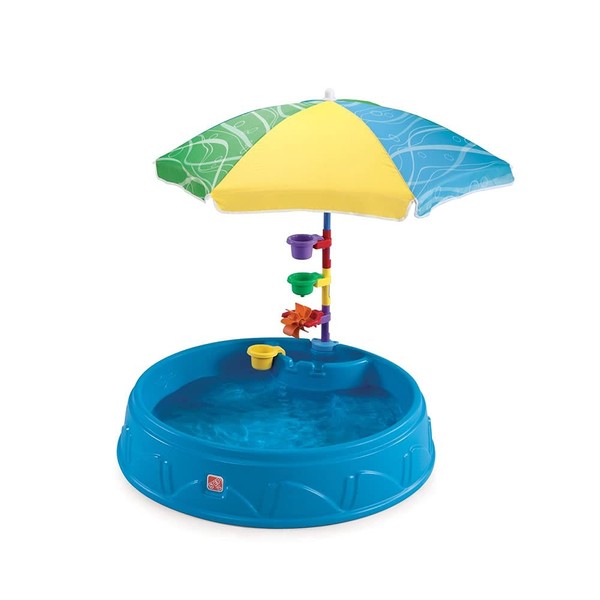 Step2 Play & Shade Pool for Kids, Outdoor Summer Pool with Umbrella, Easy to Assemble, 7 Piece Accessory Kit, Toddlers 2+ Years Old, Multicolor