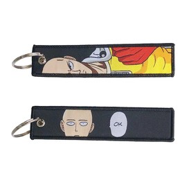 Gearcatweel 1 Pack Anime Keychain Tag Jet Tag Key Chain Embroidered with Key Ring - EDC for Motorcycles, Scooters,ATV,Car and Anime Gifts KOPM-01
