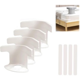 Bed Sheet Holder with Locking Strips, 4 Pieces Bed Sheet Corner Tensioner Clips, Bed Sheet Holder, Invisible Non-Slip Straps for Mattress Protectors, Bedding, Blankets, White