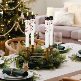 GenSwin Christmas Taper Candles with Remote Timer, 2 Pcs Snowman LED Taper Candles with 3D Flame, Battery Operated Taper Candlesticks for Christmas Winter Home Decorations(0.79” x 11.4”)