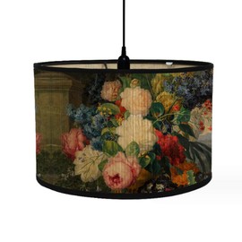Crapyt Lamp Shades Print Oval Lamp Shade 11.81"×7.87" Vintage Lampshades for Chandeliers and Floor Lamps Flower Pattern E27