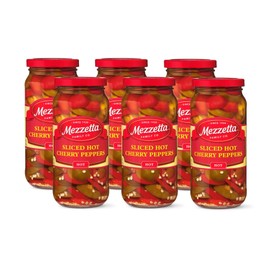 Mezzetta Sliced Hot Cherry Peppers | Gluten Free, Keto, Kosher | 16 Fluid Ounce Jar (Pack of 6)
