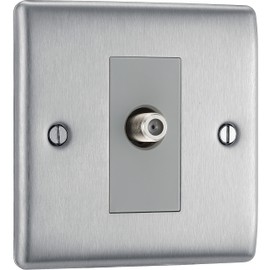 BG Electrical NBS64-01 Satellite Junction Box, Brushed Steel, 8.6 x 8.6 x 2.0 cm
