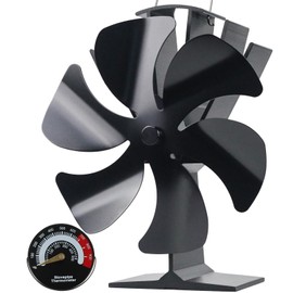 Tomersun Wood Stove Fan Heat Powered Stove Fan Heater Fireplace Fan for/Pellet/Wood Burner/Fireplace, with Thermometer