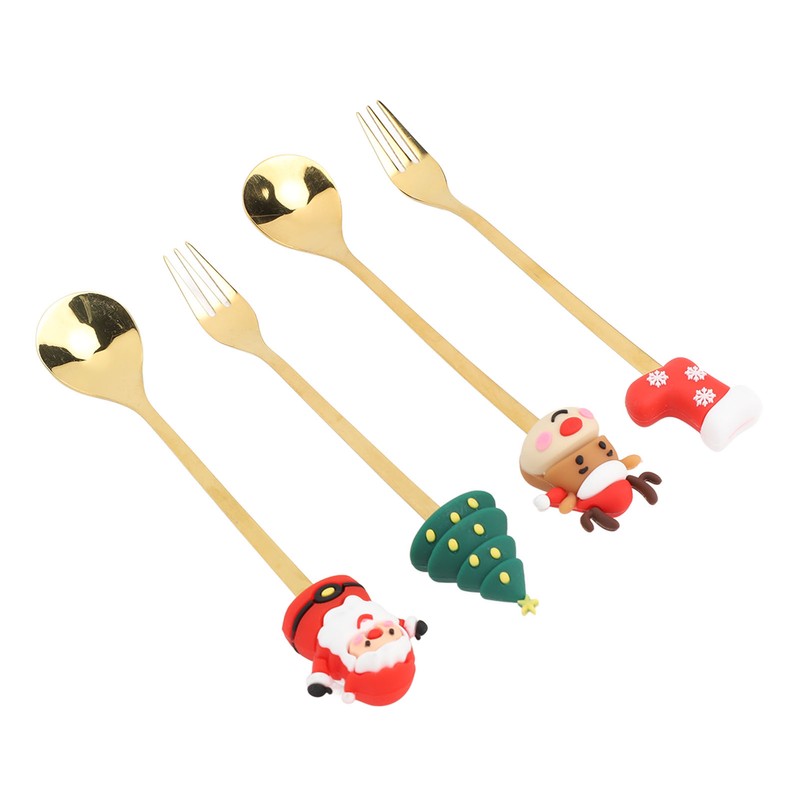 Christmas Spoons Forks Stainless Steel Cute Stylish Christmas Tableware Set