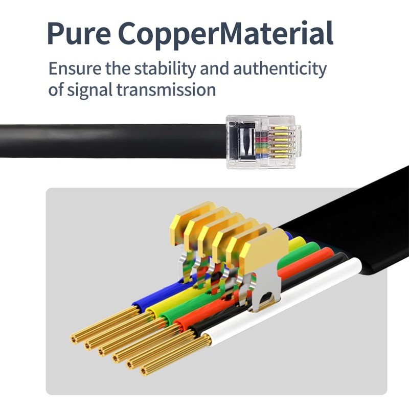 XANHAM RJ12 Cable 6 feet Telephone Line Cord with 6P6C