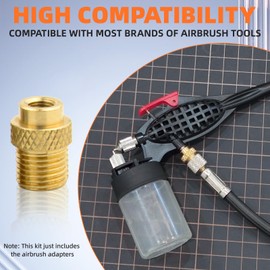 OPHIR 7 Pieces Airbrush Adapter, Professional Airbrush Hose Adapter 1/4 to 1/8, Airbrush Fittings Airbrush Connector for Air Brush Hose, Airbrush Compressor Adapter Kit Gold and Silver