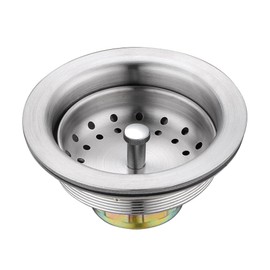 Luxier KS01-B 3 1/2" Drop-in Kitchen/Bar Sink Basket Strainer, Stainless Steel Brushed Nickel