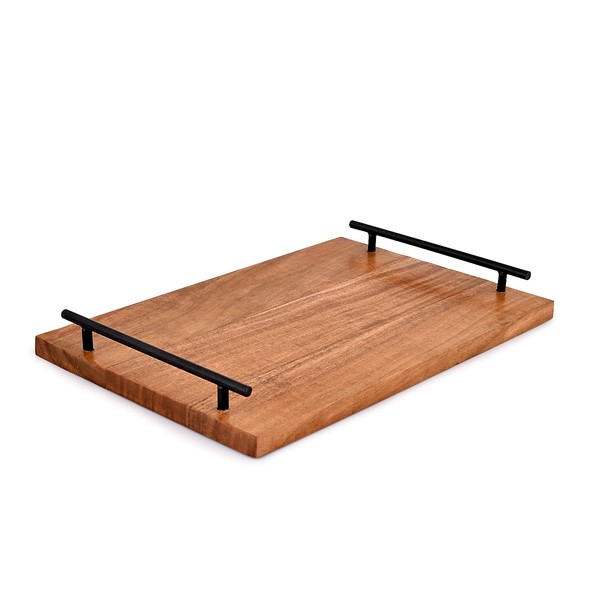 BHAVATU Serving Trays Acacia Wooden Serving Tray with Handles for