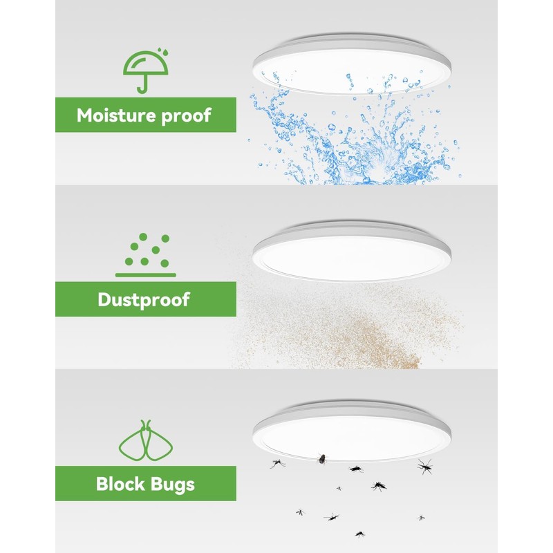Zemty 4Pack 12 Inch LED Flush Mount Light, 28W 3200lm