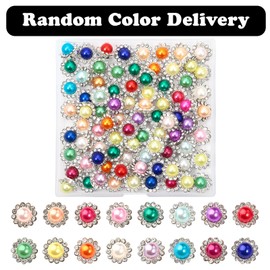 100 Pcs 12MM Sew on Rhinestones Mixed Colors Crystal Glass Metal Base Flower Shape，Flatback Pearls for Crafting，Sewing Accessories for Clothes and Shoes