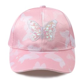 MniJiza Toddler Girls Baseball Cap Adjustable Kids Trucker Hats Girl Sun Hat for Spring Summer (4-8Y, Pink Butterfly)