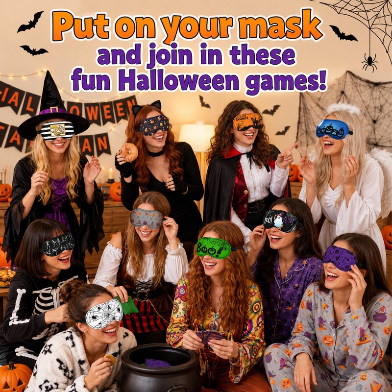50 Pcs Halloween Sleep Eye Masks Bulk for Women Adjustable