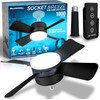 Bell+Howell Socket Breeze Deluxe, Small Ceiling Fan with LED Light