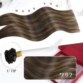 Moresoo Real Hair Bondings Ombre 20 Inches / 50 cm Hot Fusion Bonding Hair Extensions Balayage Remy Keratin Bondings Extensions #2/6/2 Darkest Brown with Medium Brown U-Tip Hair Extensions, 50 g / Pack