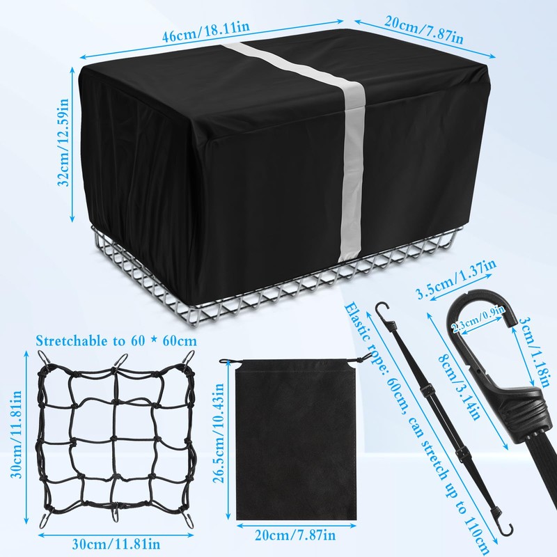 4 Waterproof Bicycle Basket Cover Luggage Net Bicycle Basket, Rain