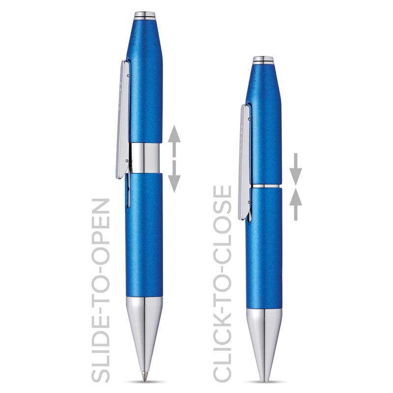 CROSS X Cobalt Blue Rollerball Pen with Chrome Appointments incl.