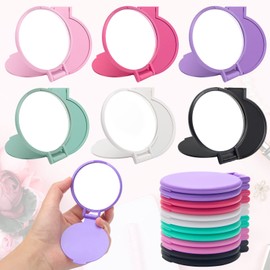 Windspeed 12 Pcs Mini Folding Mirror Round Compact, 2.4 in Small Portable Travel Makeup Mirror Compact Mirror Bulk Round Makeup Mirror for Women Girls Travel Daily Use
