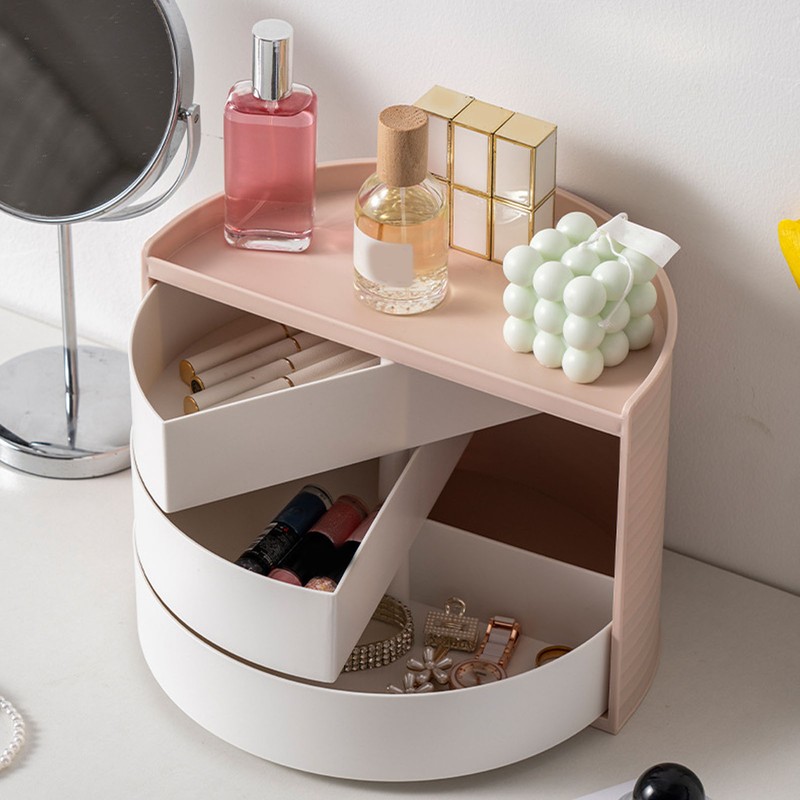 Makeup Organizer Ins Style 360 Degree Rotation Unique Semi Circular