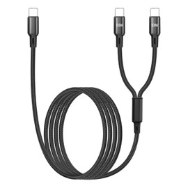GELRHONR 100W Dual USB C Splitter Fast Charging Cable 4FT, Nylon Braided 2 in 1 USB C to C Splitter Cable, Double Type C Charger Cord for Phone, Laptop, Tablet and More