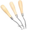 Onwon 3 Pcs Wooden Bent Latch Hook Tool Crochet Needle