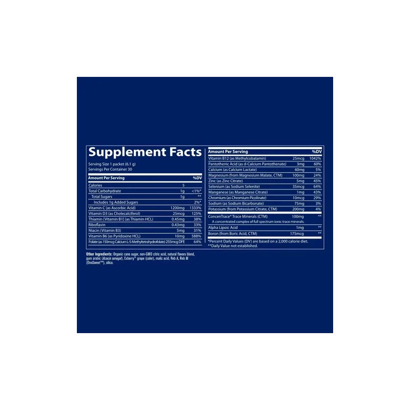 Electrolitos Trace Minerals PowerPak Vitamina C 30 Sobres Sabor Blueberry
