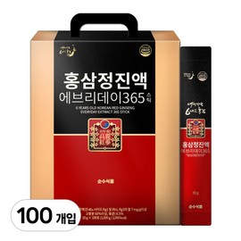 Pure Food Soonsoo Food Red Ginseng Extract Everyday 365 Sticks, 10g, 100 pieces / 순수식품 홍삼정진액 에브리데이 365 스틱, 10g, 100개