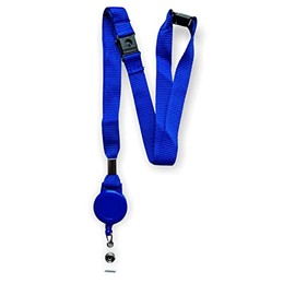 PAC Supplies Global Colourful 15mm Lanyard With Triple (3 Point) Safety Breakaway & Retractable Integrated Badge Reel (Blue, 1 Lanyard)