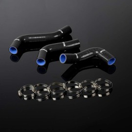 PIT66 Silicone Radiator Hose Kit,Compatible with 1989-1993 Mazda Roadstar Miata MX-5 NA6CE B6ZE 1.6L Black with Clamps
