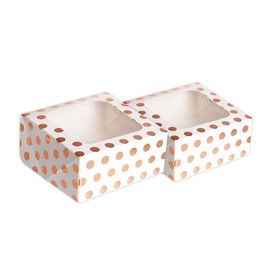 Anniversary House 2-pack Treat Boxes, Rose Gold Polka Dot Foil Print, Cookie and Brownie Box, 7.5 x 16 x 16CM, J104