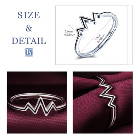 Yumilok Women's Rings Adjustable Open with Waves Trend Symbol Anniversary Ring Trust Ring 925 Sterling Silver Gifts for Women Girls, Sterling Silver, Cubic Zirconia