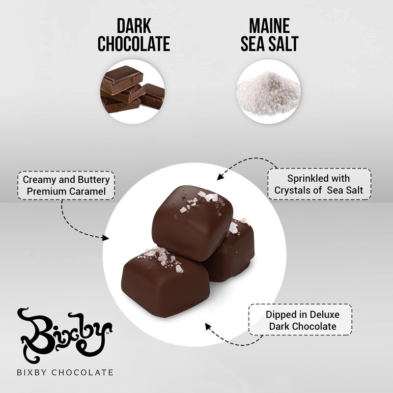 Bixby 6 Pack Dark Chocolate Sea Salted Caramels - Pure