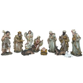 Nativity Set - of 11 - Baby Jesus, Mary, Joseph, Shepherd, Kings, Angel 7.5" Tall