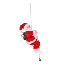 Climbing Rope Musical Christmas Santa Electric Singing and Climbing Beads Santa Claus Moving Hanging Christmas Figure Hanging Ornament for Home Xmas Tree Decor
