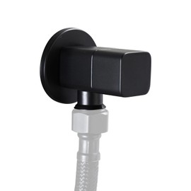 Square Angle Stop Valve, G1/2" Brass Matte Black Shut Off Valve Mixer Water Stop Valve for Bathroom Toilet Washbasin