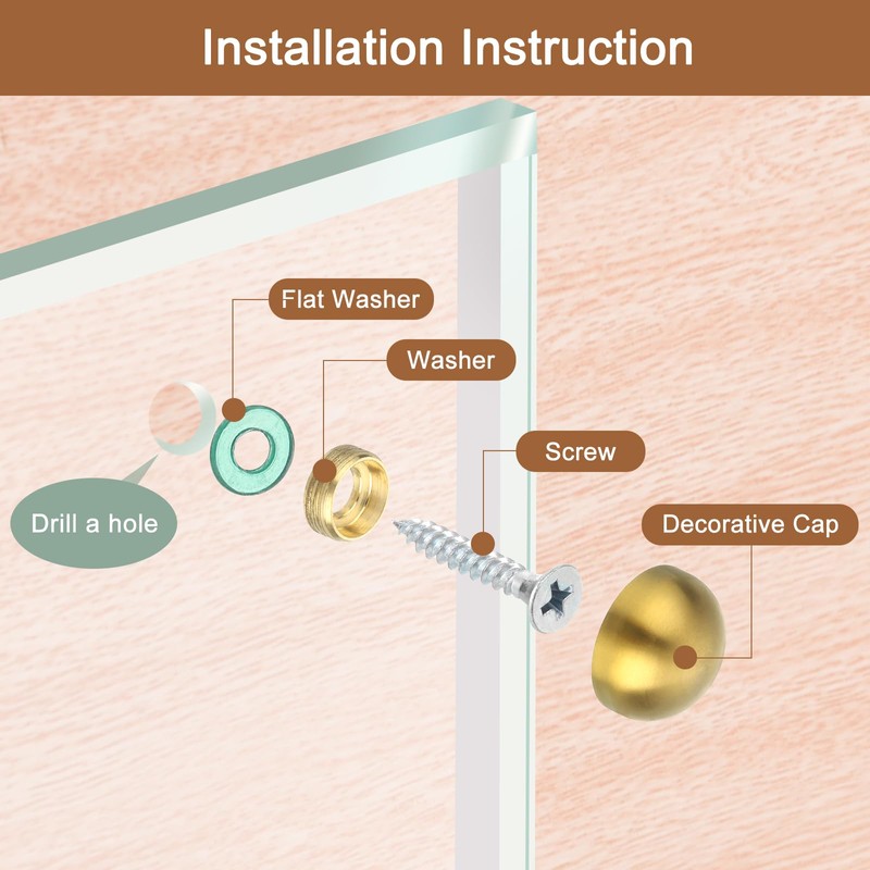 uxcell 4 Set Mirror Screws with Caps, 25mm 304 Stainless