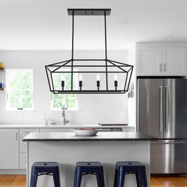 MELUXEM Chandeliers Light Fixture Over Table 4-Light Ceiling Light Black Hanging Light Fixtures for Dining Room Bedroom Modern Pendant Lights Kitchen Island