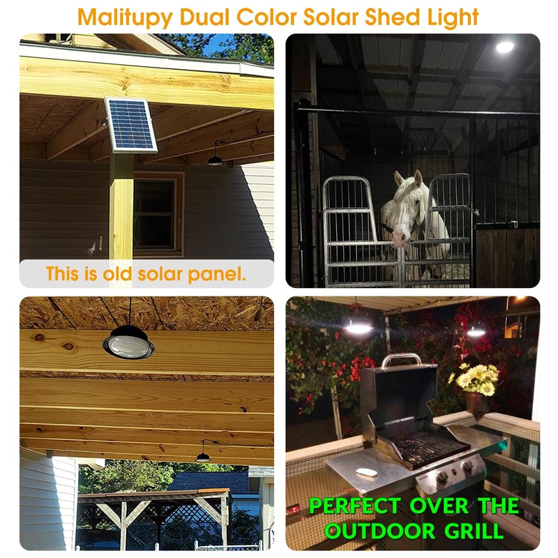 Malitupy Solar Pendant Lights Indoor Outdoor 2 Pack, Daytime Dimmable