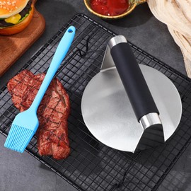 VICASKY Stainless Steel Burger Press, Burger Smasher Smash Burger Press Burger Press Smash Burger Smasher Meat Press Smash Burger Kit Hamburger Press Mince Meat Masher Steak Weight