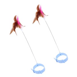 Gatuida 2Pcs Interactive Feather Cat Collar Fun Cat Neck with Wand Design for Engaging Playtime for Indoor Cats