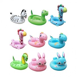 Cartoon Animal Boat Inflatable Swim Ring for Kids' Summer Water Fun Free Size/Kt Boat with Handle 75x55cm 8ea