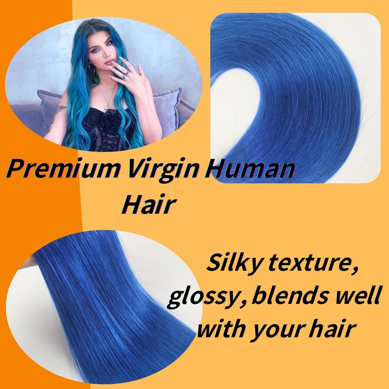 Blue Tape in Hair Extensions Human Hair 24 Inch Remy