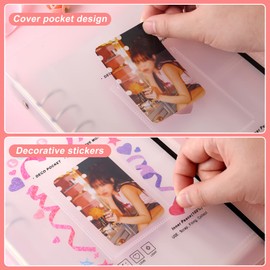 Ghexartf Kpop Photocard Holder Book Blinder with 50pcs Laser Flashing Sleeves & Korean Stickers, Card Protectors Sleeve Pages,A5 Binder Album(White)