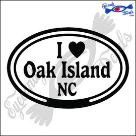 Eyecandy Decals I Love Oak Island North Carolina in Oval 5 INCH Decal Sticker Black
