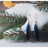 Black Feather Earrings with Deep Turquoise Feather - Handmade