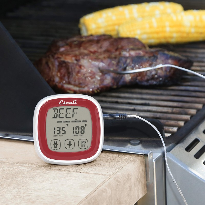 Escali DHR1-R Compact Portable Meat Candy Folding Digital Thermometer, Backlit