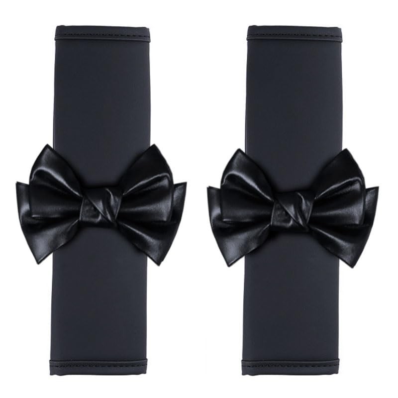 Dotesy 2PCS Cute Bow Leather Car Seat Belt Cover Pads,
