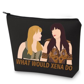 WZMPA Xena - Bolsa de cosméticos de princesa Gabrielle, regalo para los fans de What Will Xena Do Maquillaje con cierre, bolsa Xena Merchandise, XENA DO-BL, Bolsa de cosméticos