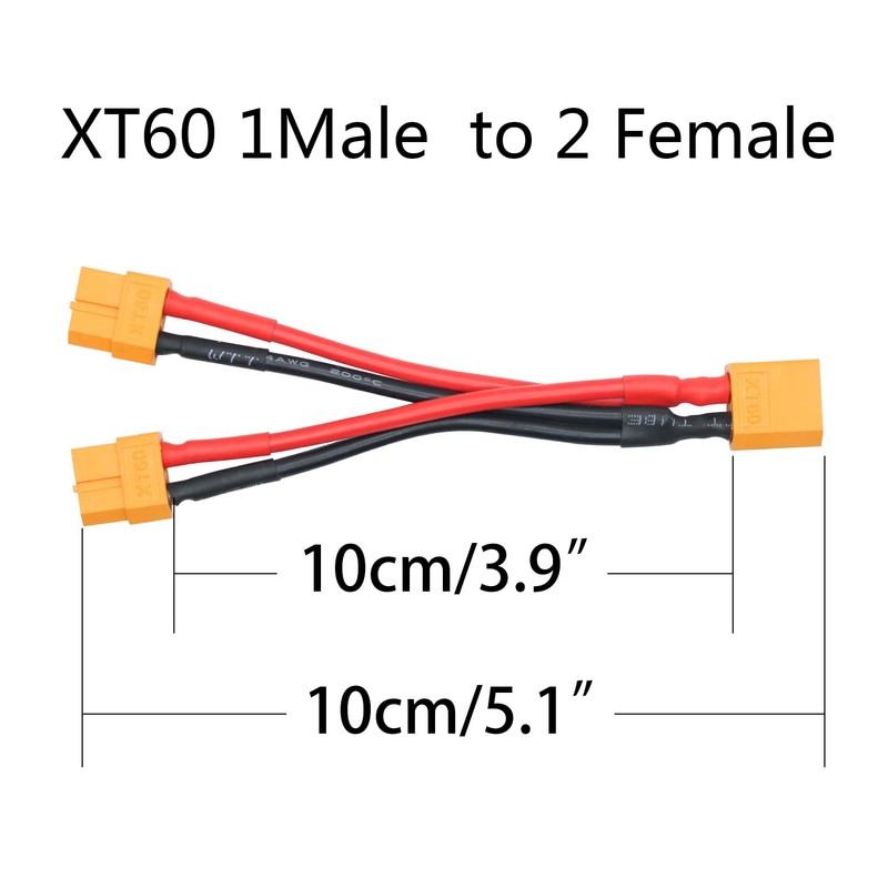Maixbomr Short XT60 Parallel Battery Connector Cable,14AWG 1 Male to